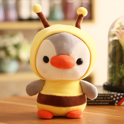 Kawaii Plush Toy Penguin Turn To Dinosaur Frog Unicorn Bee Stuffed Doll Cartoon Animal Birthday Christmas Gift for Kids Children