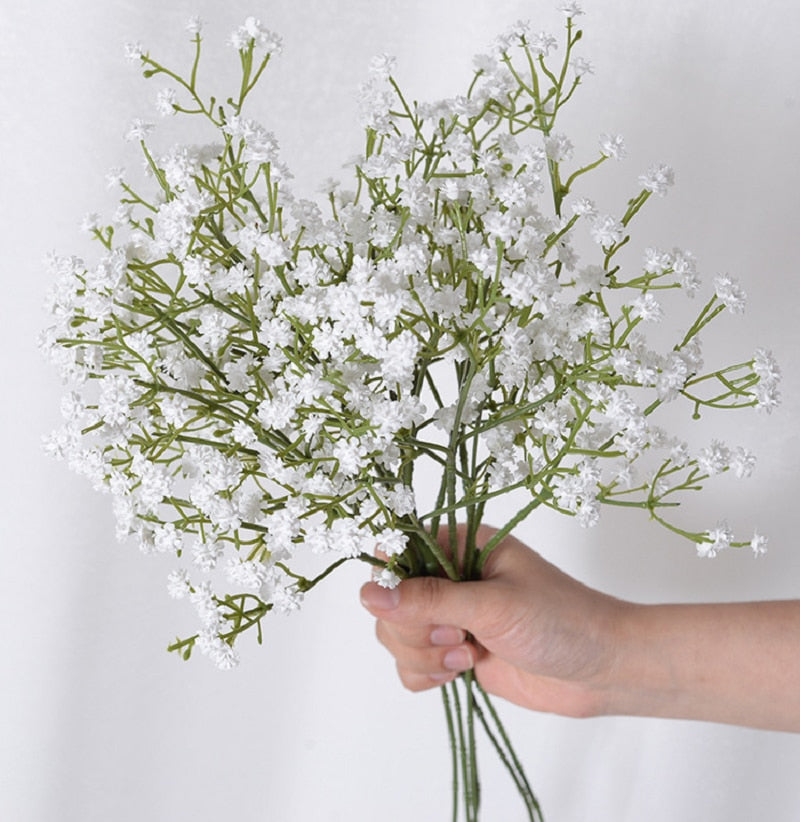 52cm White Gypsophila Artificial Flowers Wedding DIY Bouquet Decoration Arrangement Plastic Babies Breath Fake Flower Home Decor
