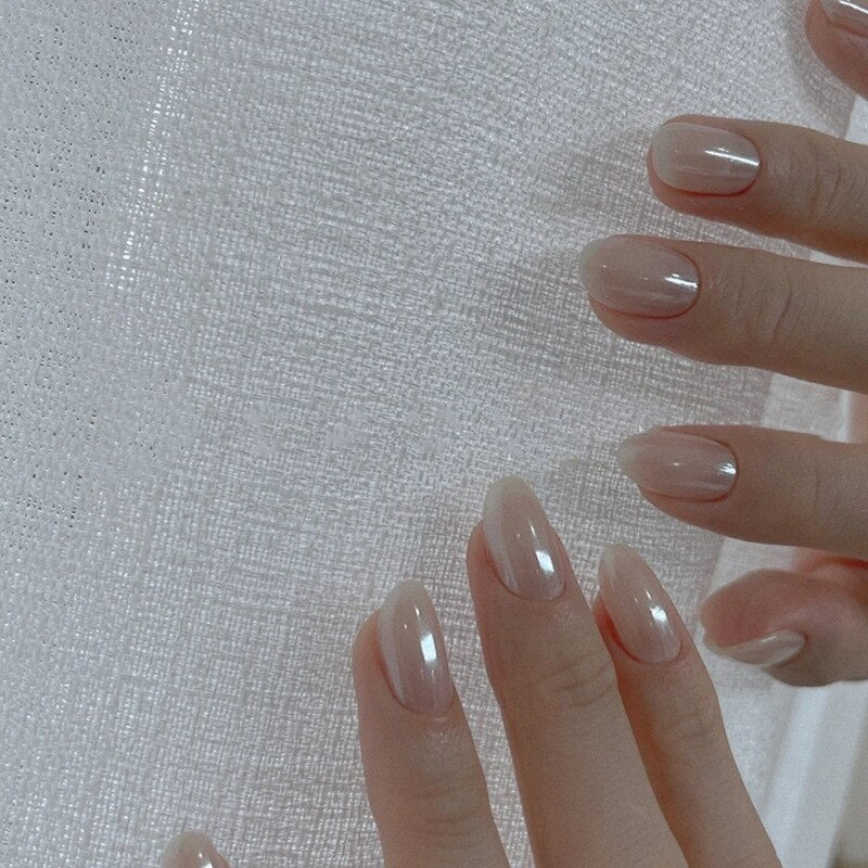 24PCS/box Mid-length  stiletto nail tips Gradients wear full cover paragraph fashion Manicure patch false fingernails for girls