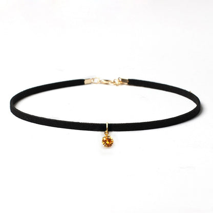 Poputton Rhinestone Chokers Necklaces for Women Jewelry Black Velvet Rope Chain Choker Necklace with Pendant Collier Femme