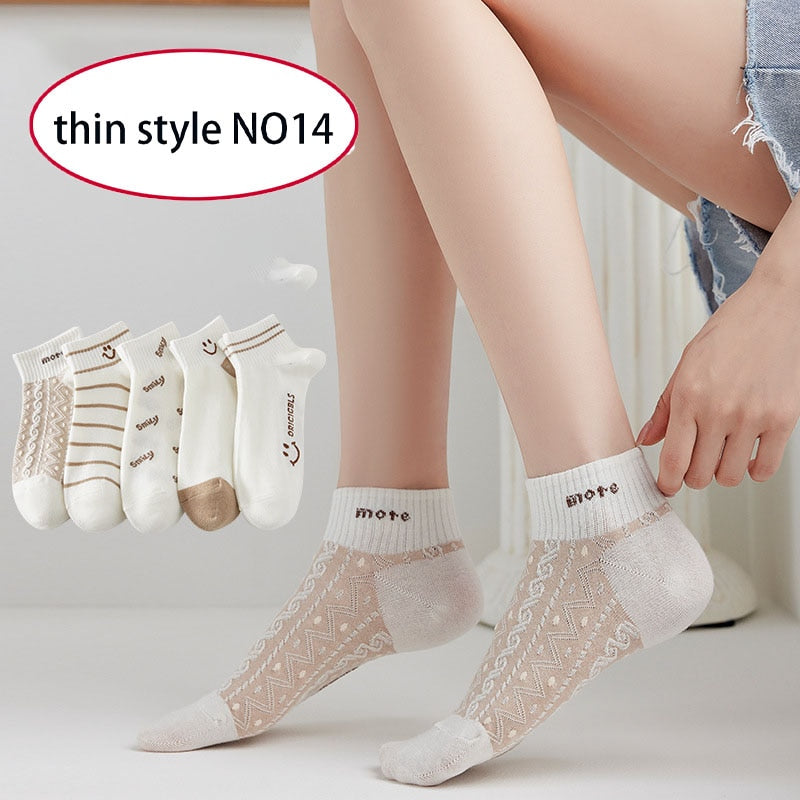 1pair/Cute Summer Women Short Socks Boat Chaussette Femme Cotton Ankle Lace Mujer Sock Female Mesh Breathable Calcetines