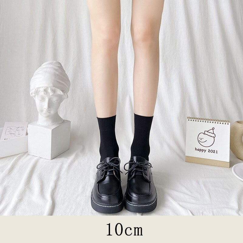 Woman Stockings Cute Black White Lolita Long Socks Solid Color Knee High Socks Fashion Girls Kawaii Cosplay Nylon Socks