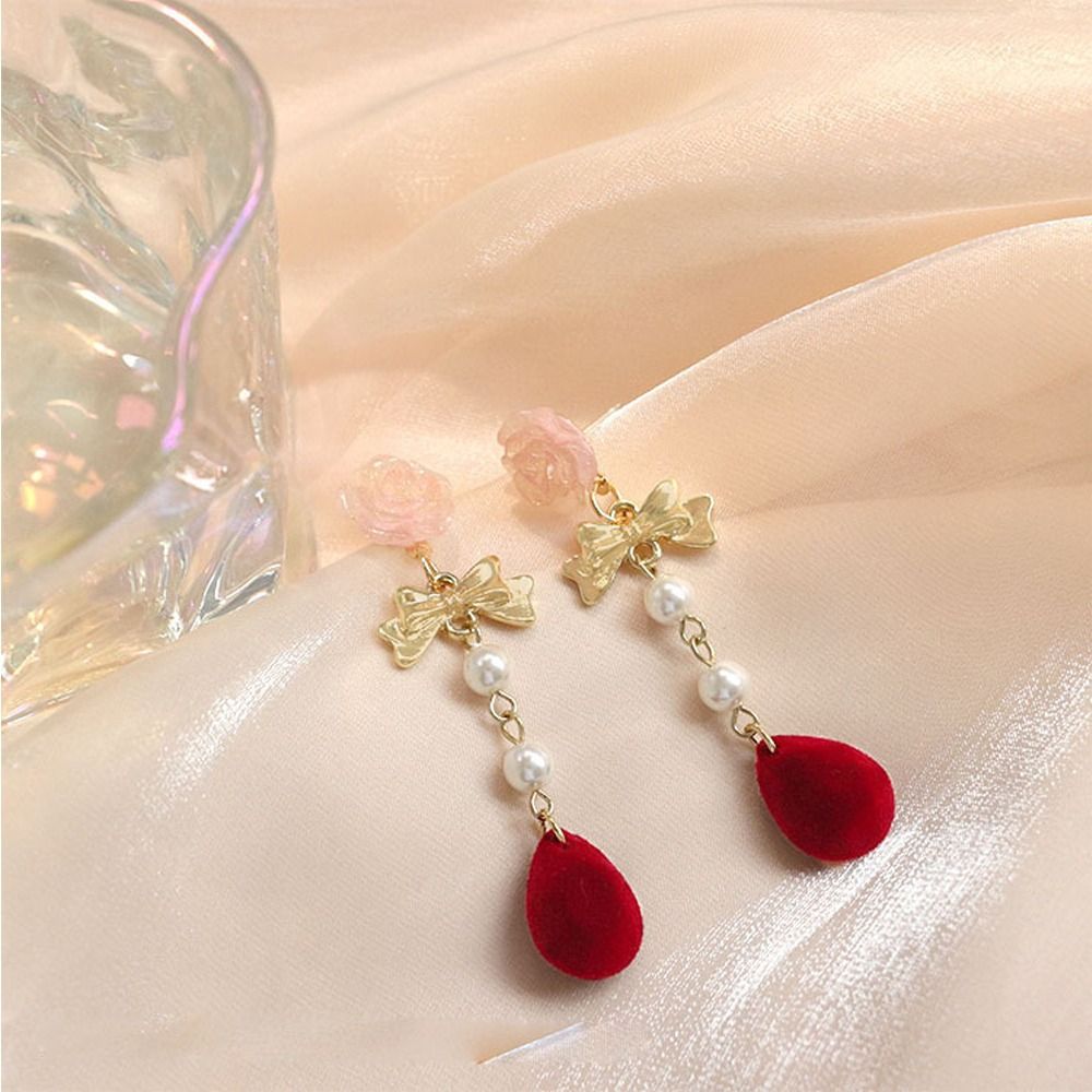 Fashion French Lovely Elegant Vintage Mini Luxury Bow Heart Ear Stud Korean Style Pearl Earrings Women Drop Earrings