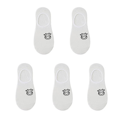 Women's cotton ankle socks, socks designed by rabbits, cows, hearts, warm and informal animals, 5 pairs of 10 pieces