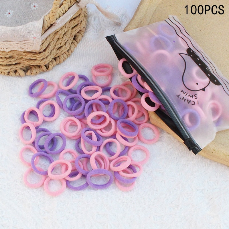 20/50Pcs/Set Girls Colorful Nylon Small Elastic Hair Bands Kids Cute Bow Hair Bands Ponytail Holder Headband Hair Accessories