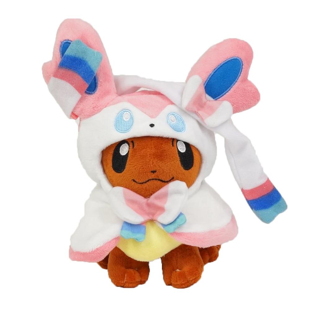 Eevee Plush Toy 7 Styles Pokemon 8" Poncho Wearing Umbreon Espeon Jolteon Vaporeon Sylveon Flareon Dress-Up Eeveelutions Plushie Doll Stuffed Animal Toys