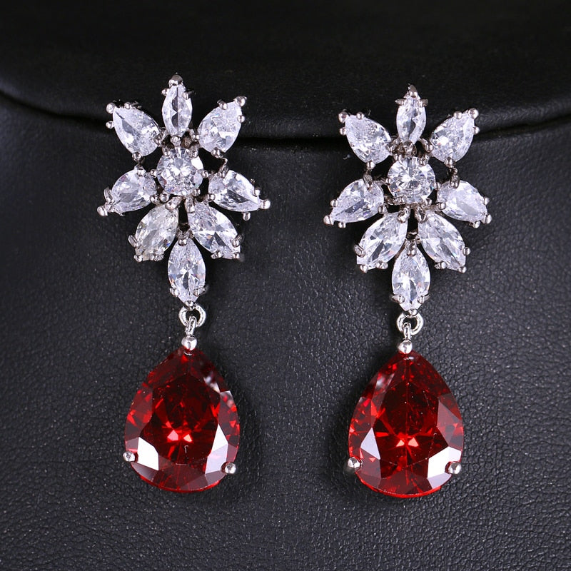 Luxury Zircon Wedding Long Dangle Earrings with Round Water Drop Elegant CZ Earrings for Women Bridal Wedding Jewelry Dress