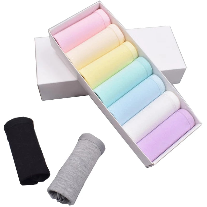 7Pcs Panties for Woman Underwear Cotton Breathable Soft Lingerie Female Briefs Girls Cute Solid Color Underpants Large Size