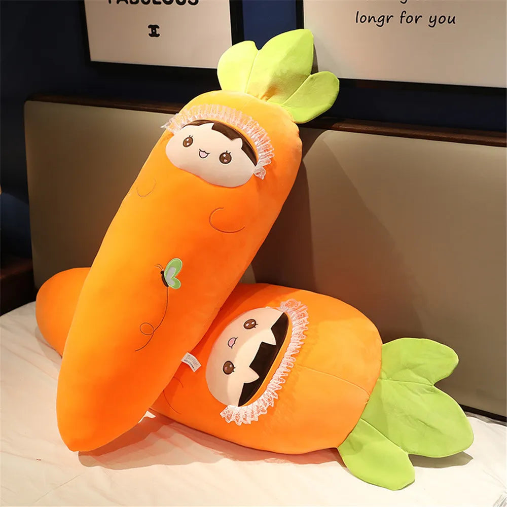 110cm Kawaii Carrot Plush Cartoon Plant Smile Toy Plushies Cute Vegetable Pillow Dolls Stuffed Animal Soft Toys for Children Gift