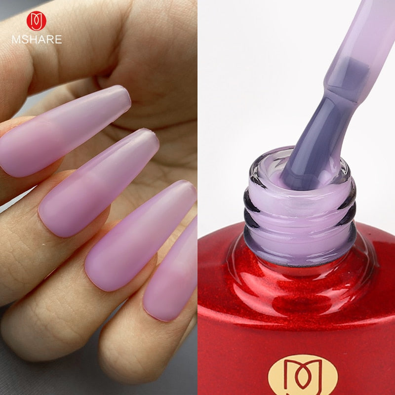 MSHARE Milky White Builder Nail Extension Gel in A Bottle 10ml Self leveling Nails Quick Building Clear Pink UV Led Gel