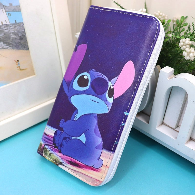 New Disney Women Wallet Stitch Cartoons Long PU Coin Purse Bag for Phone Card Holder Cute Printing Fashion Money Clip Clutch Bag