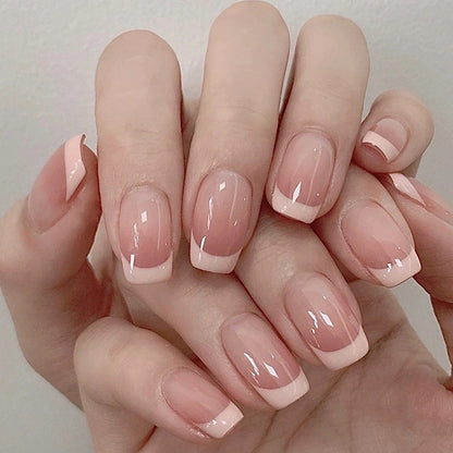 24Pcs Ballerina False Nails with Glue Short Nail Beauty Tools Press on Fake Nails Full Cover Artificial Nails Tips Manicure