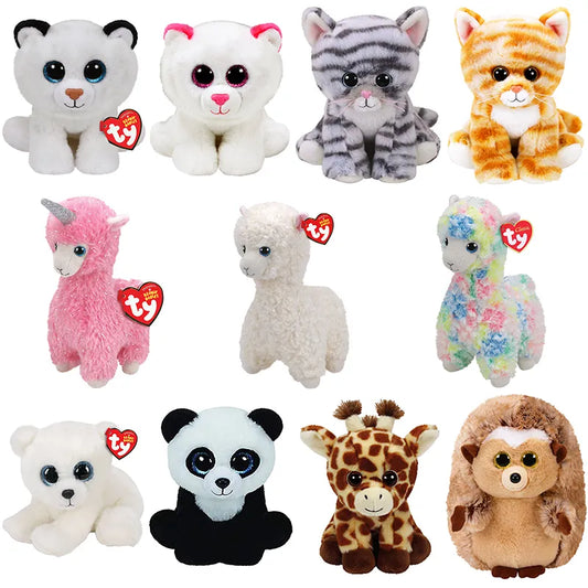 Ty Beanie Babies 15cm Big Eyes Cute Plush Stuffed Animal Toy Plushies Tiger Llama Panda Polar Bear Giraffe Hedgehog Cat Soft Doll Kids Birthday Gifts