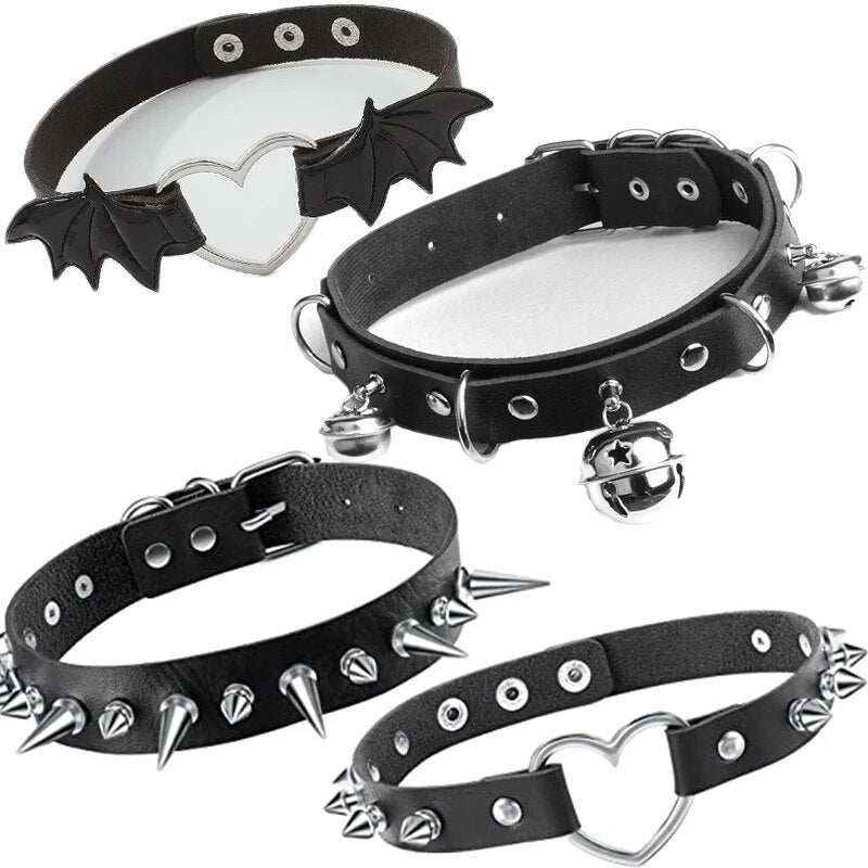 20 Styles Harajuku PU Leather Choker Chain Pendant Necklaces Women Men Punk Neck Gothic Black Necklace Cool Collar Cosplay