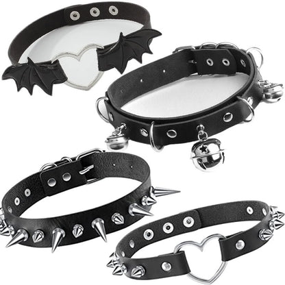 20 Styles Harajuku PU Leather Choker Chain Pendant Necklaces Women Men Punk Neck Gothic Black Necklace Cool Collar Cosplay