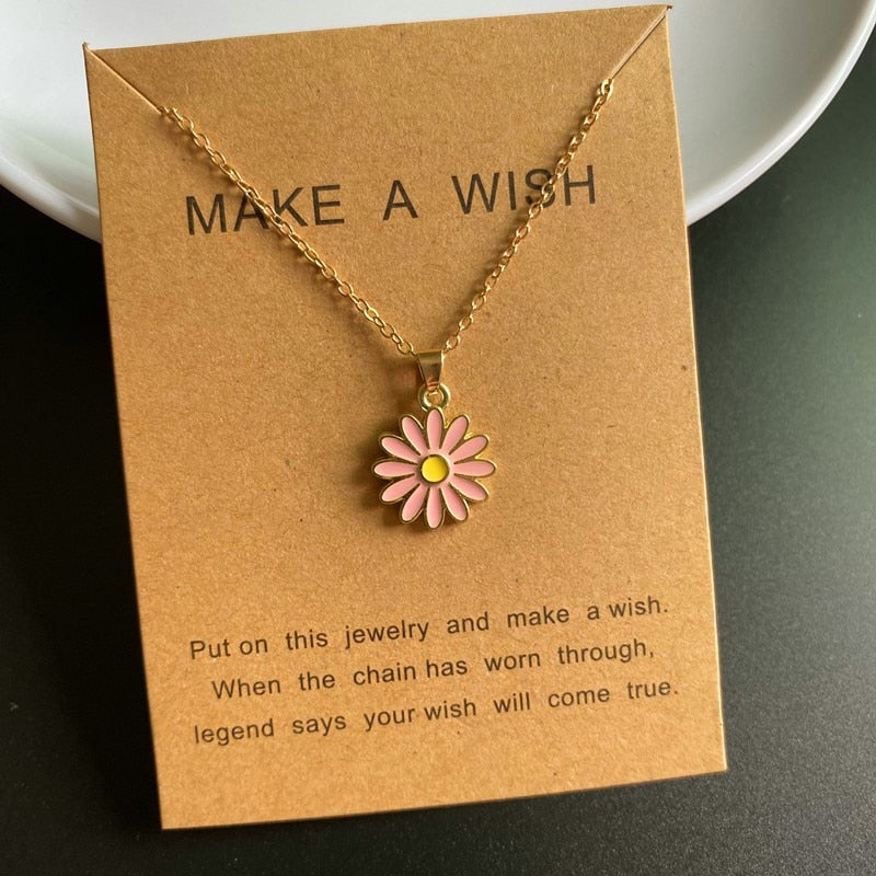 Korean Fashion Flower Pendant Necklace for Girl Women White Yellow Color Trendy Choker Necklace Gift for Summer Wholesale