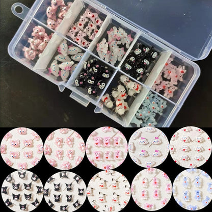 Sanrio Theme Nail Jewelry Charms Kit Kawaii Star Kirby/Hello Kitty Nail Rhinestone Gems for Manicure DIY Crafts
