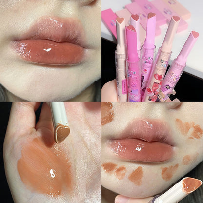 Jelly Mirror Lipstick Lip Gloss Non-stick Cup Mirror Lip Tint Heart-shaped Lipstick Moisturizing Lipgloss Long-lasting Lipstick