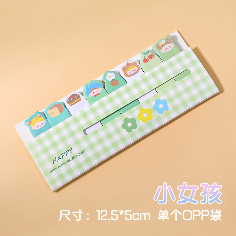 120 PCS Multi-color Kawaii Cartoon Fruit Flower Writable Sticky Notes Index for Pages Book Mark Classification