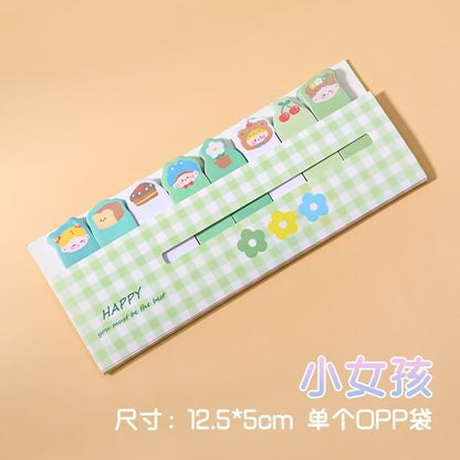 120 PCS Multi-color Kawaii Cartoon Fruit Flower Writable Sticky Notes Index for Pages Book Mark Classification