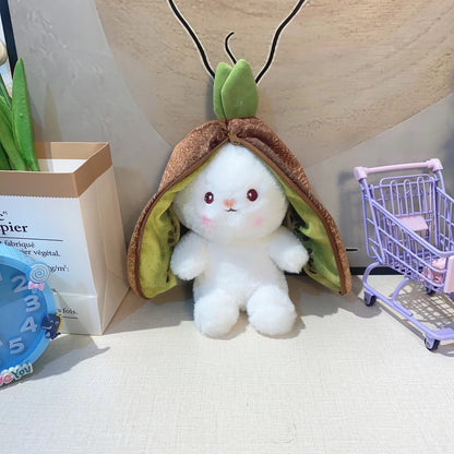 Kawaii Fruit Transfigured Bunny Plush Toy Cute Carrot Strawberry Turn Into Rabbit Plush Toy Kids Birthday Christmas Gift
