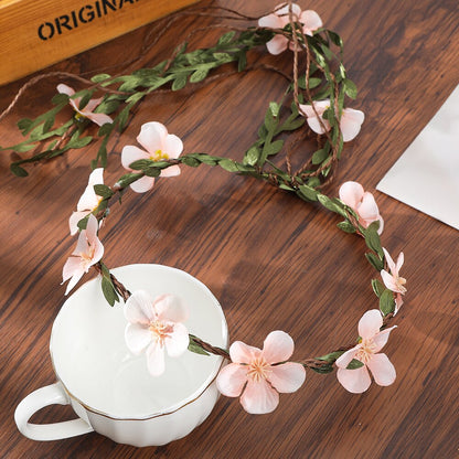 Bohemian Rattan Flower Vines Crown Headband for Bride Wedding Hair Accessories Girls Floral Wreath Head Band Hairstyles Headdres