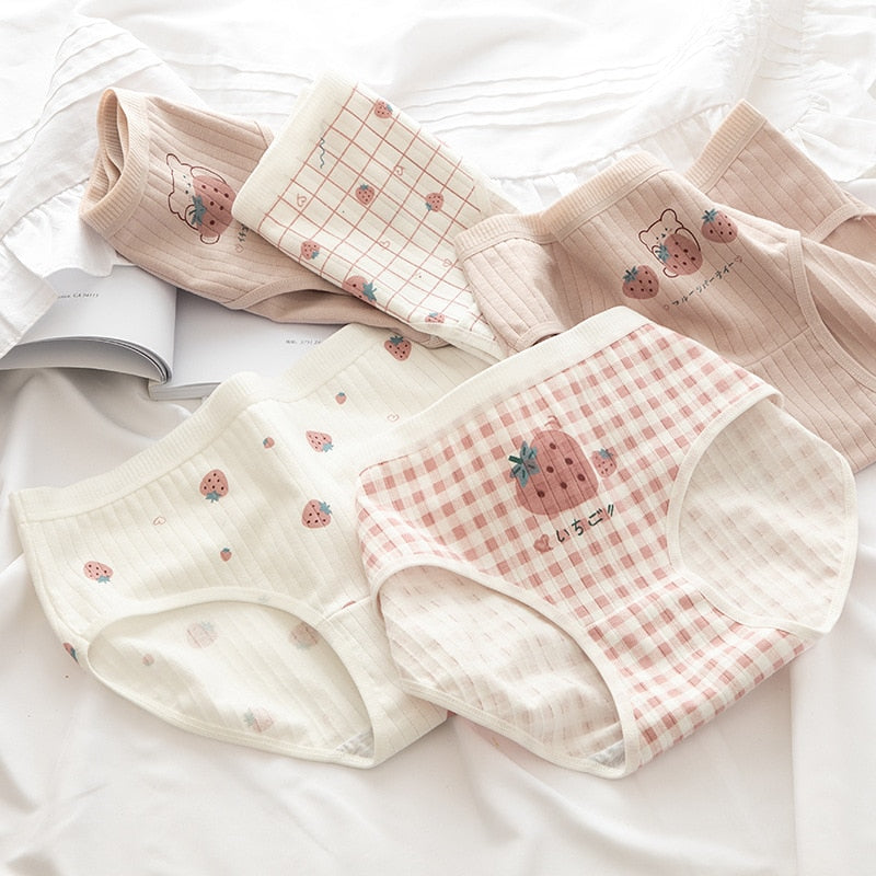 5Pcs/set Cotton Panties for Women Girl Briefs Underwear Plus Size Cute Soft Short Pantys Lingerie Female Ladies Underpants