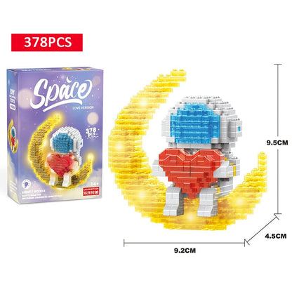 Cartoon LOVE Astronaut Micro Building Blocks Moon Spaceman Earth Figures Diamond Mini Brick Figrues Toys For Kids Birthday Gift