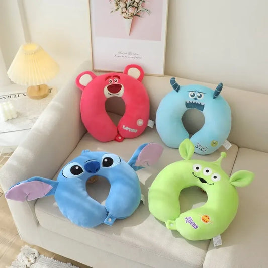 Travel Neck Pillow Cute Animal 100% Pure Memory Foam Neck Pillow Decompression Devices Orthopedic Roll Pillow for Bed Office