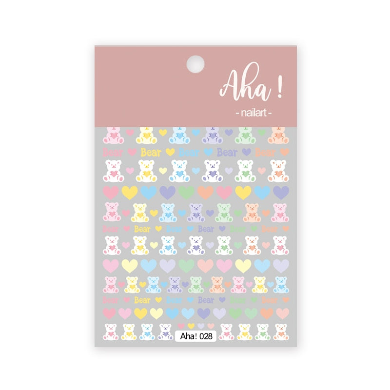 1Sheet Korean White Cloud Blue Nail Art Sticker 3D Star Moon Decal Pure Twilight Self-adhesive Manicure Slider Accessories RE#53