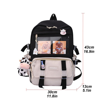 Japanese Girls Aesthetic Backpack Cute School Bags For Student Teens Girls Pockets Kawaii Women Laptop Backpack Harajuku Mochila