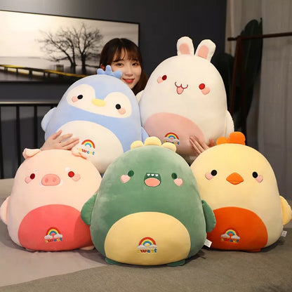 Squishmallows Inspired Fat Kawaii Chicken Bear Rabbit Penguin Piggy Dinosaur Plush Pillow Toys Soft Stuffed Animal Doll Chair Cushion High Quality