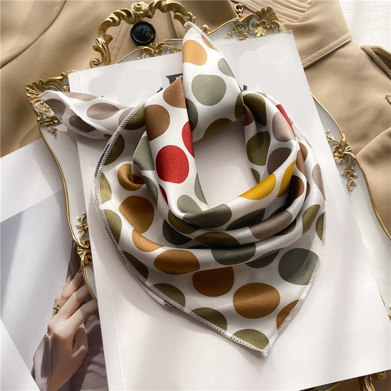 Women Small Satin Silk Scarf Square Print Wrap Foulard Femme Handkerchief Bandana Neck Hair Skinny Tie Scarves Shawls