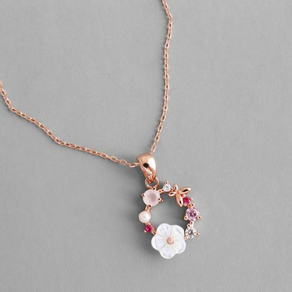 Exquisite Cherry Blossoms Flower Necklace For Women Crystal Zircon Rose Heart Butterfly Clavicle Chain Wedding Romantic Jewelry