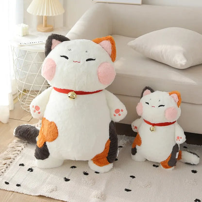 Japan Calling Bring Fortune Cat Plushie Stuffed Animals Flower Orange White Cats Throw Pillow Neck Bell Decor Necklace Toys Kid