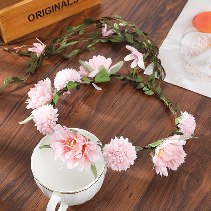 Bohemian Rattan Flower Vines Crown Headband for Bride Wedding Hair Accessories Girls Floral Wreath Head Band Hairstyles Headdres