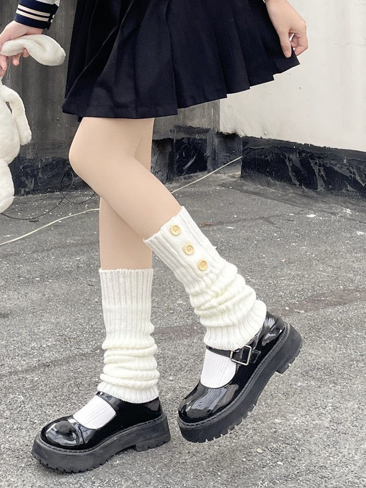 Gothic Women's Striped Leg Warmers Lolita Long Socks Knitted Leggings Japanese Sweets Winter Socks Kawaii Arm Ankle Warmers