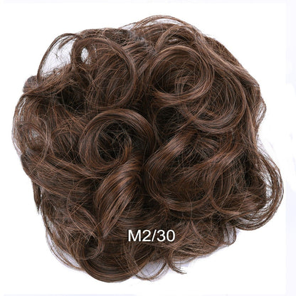 Jeedou Messy Bun Chignon Donut Hair Pad Elastic Hair Rope Rubber Band Synthetic Hairpiece Black Gary Brown Color