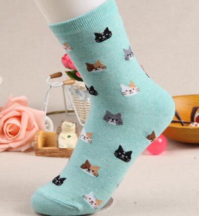 Cartoon Animal Cat Print Cute Women's Socks Japanese Style Kawaii Long Socks Casual Harajuku Streetwear Cotton Soft Crew Socks