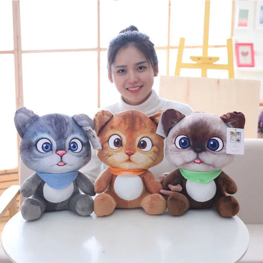 New Arrive 20cm Soft 3D Simulation Stuffed Cat Plush Toys Double-side Seat Sofa Pillow Cushion