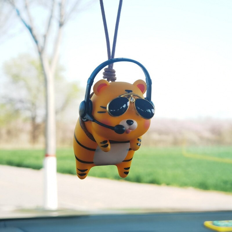 Cute Panda/Pig/Tiger Car Pendant Auto Rearview Mirror Pendants Swing Pig Coche Interior Decoraction Accessories Creative Gift