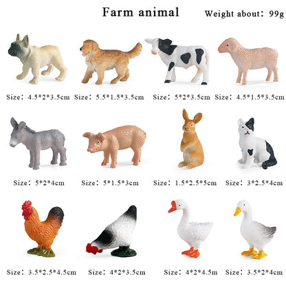 Oenux Montessori Miniature Lion Shark Horse Dinosaur Animals Model Set Action Figures Figurine Zoo Cute Education Kids Toy Gift