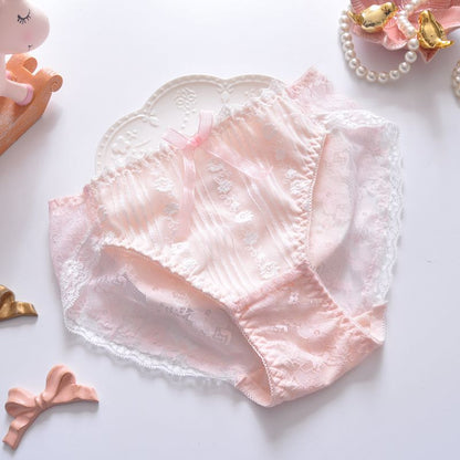 Cotton Ruffle Cute Lovely Sweety Girl Panties Bow Japanese Princess Style High Elasticity Breathable Women Underwear Breifs