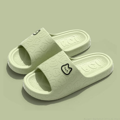 Cute Cat Print Women Slippers Home Indoor Slides Men Women Flat Slippers Cartoon Non-Slip Outdoor Beach Slides Shoes Shower