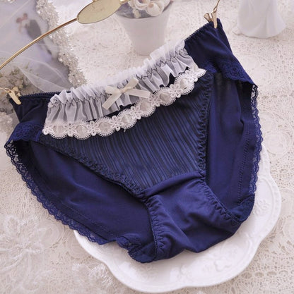 Cotton Ruffle Cute Lovely Sweety Girl Panties Bow Japanese Princess Style High Elasticity Breathable Women Underwear Breifs