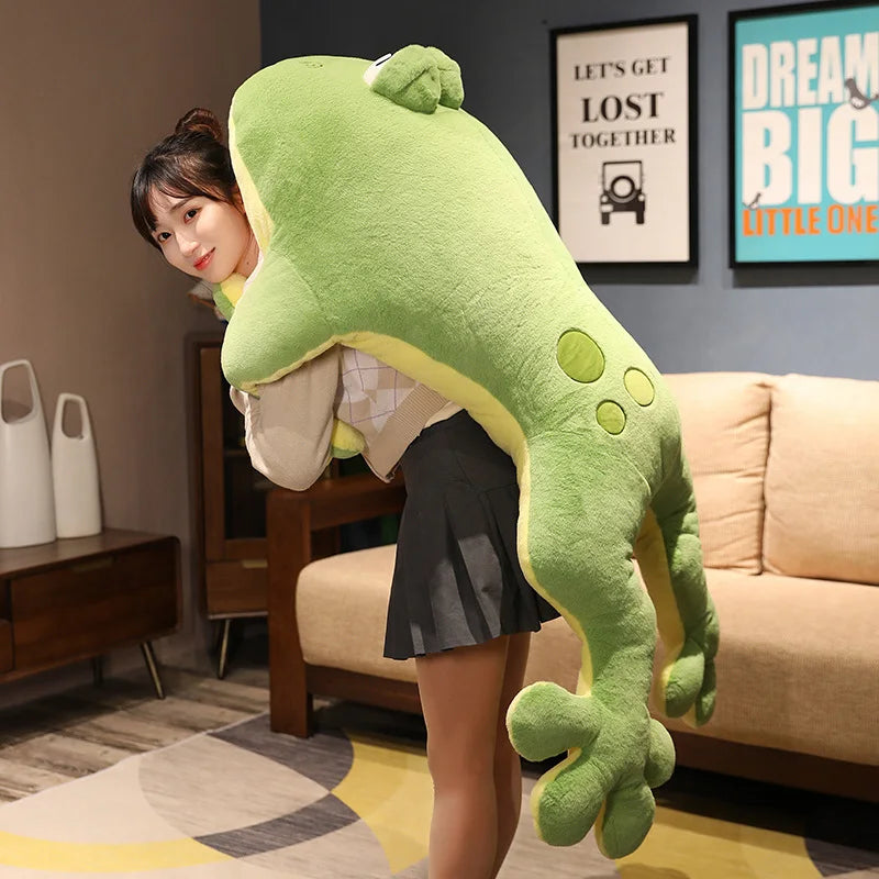 GIANT Frog Stuffed Animal Plush 130cm Big Eyes Green Large Plushies Cute Kawaii Toad Throw Pillow Cushion Home Decor Kids Birthday Gift for Boys