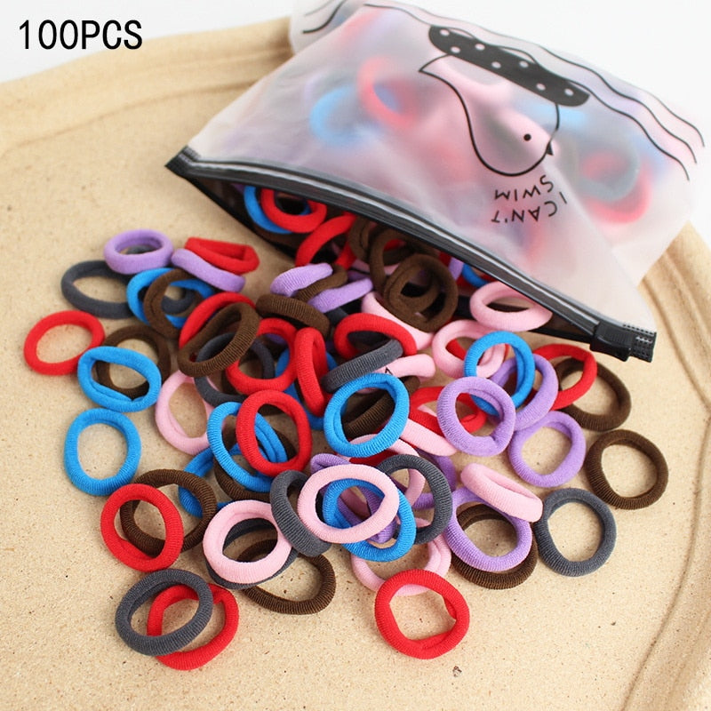 20/50Pcs/Set Girls Colorful Nylon Small Elastic Hair Bands Kids Cute Bow Hair Bands Ponytail Holder Headband Hair Accessories