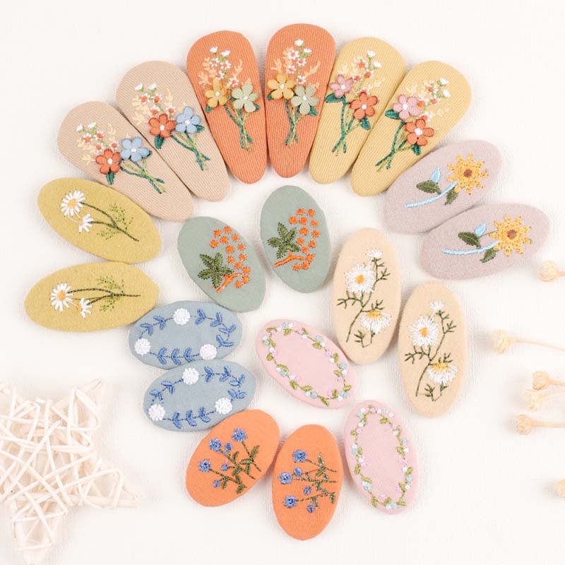 Fashion Embroidery Bows Hair Clips Solid Hairpins For Girls Handmade Ribbon Barrettes Kids Butterfly Hair Pin Korean Headwear