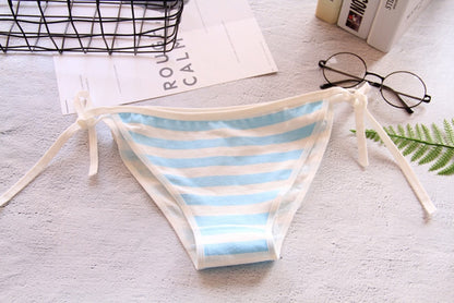 Free Size Japan Harajuku Kawaii Anime Stripes Underpants Cotton Panties Lingerie Pink Blue Bandage Underwear Lolita Girl