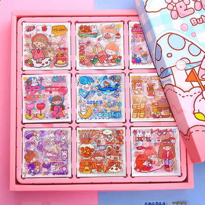 Mr. Paper 50Psc Bulk Cartoon Cute Stickers PET Waterproof Handbook Decoration Korean Stationery Kawaii Stickers for Kids Supplie